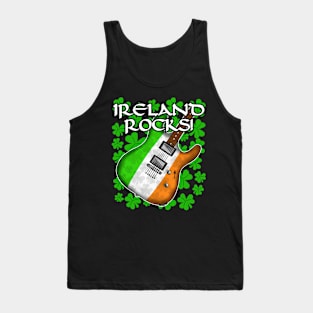 St Patricks Day Electric Guitar Irish Flag Tank Top